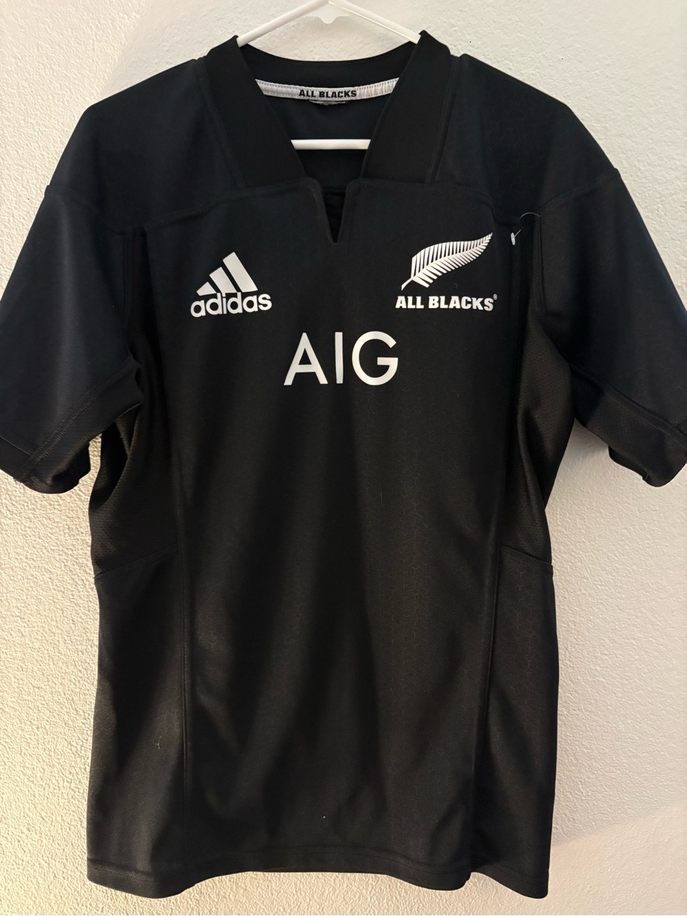 adidas Kids All Blacks Rugby Jersey in Black with White Logos